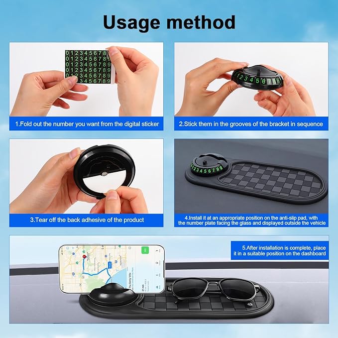 Multifunction Car Anti-Slip Mat, Rotatable Car Anti Slip Mat Phone Holder, Multifunctional Dashboard Mobile Phone Holder with