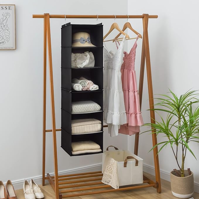GRANNY SAYS 6-Shelf Hanging Organizer for Closet, Separable to 2 Pack 3-Shelf Hanging Shelves, Hanging Organizer for Bedroom,