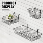 11.8" L x 5.9" D x 5.9"H - 6 pcs Black Wire Baskets for GridWall and SlatWall - Merchandiser Baskets,Grid wall Shelves Hangin