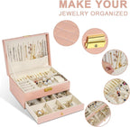 2-Layer Jewelry Box for women, jewelry organizers and storage with Removable Jewelry Tray, vintage quilted top Lockable Jewel