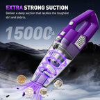 Handheld Vacuum Cordless, 15000PA Powerful Suction Car Vacuum Cleaner Lightweight with Multi Accessories, Hand held Vacuum Cl
