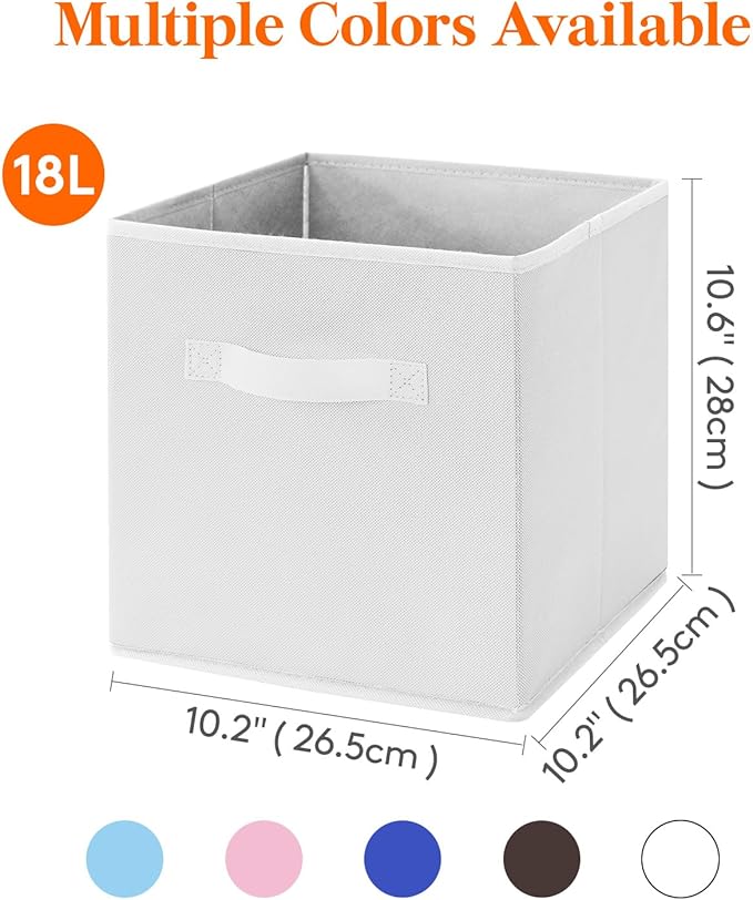 Lifewit Storage Cubes, Foldable Decorative Fabric Storage Baskets for Organizing Home Organizers with Handles for Shelves, Cl