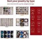BOOVO Jewelry Boxes for Women, White and Black 6 Layer Large Jewelry Box for Necklace, Bracelet, Earrings, Rings Storage, Jew