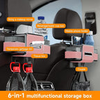 Multifunctional Car Seat Back Organizer Box with Drink Cup Holder, Makeup Mirror, Tissue Box& Hooks for Car Seat Back, New Upgrade Car Headrest Backseat Organizer Suitability for Wife, Girlfriend