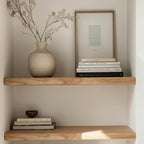 PERFNIQUE 24 Inch Floating Shelves Set of 2, Solid Elm Wood Rustic Live Edge Wall Decor Shelves - Invisible Bracket Mount for