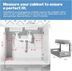 Under Sink Organizer Upgrade To Professional Rails,2-Tier Dual Pull Out Cabinet Storage,Height Adjustable Slide Out Drawers F