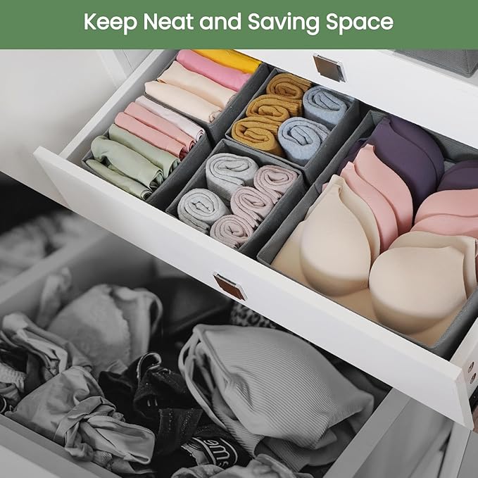 Criusia Drawer Organizer Clothes, 24 Pack Underwear Drawer Organizers, Foldable Closet Organizers and Storage Dresser Drawer 