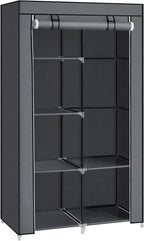SONGMICS Portable Closet, Fabric Wardrobe, Clothes Rack with Shelves, Pockets, Large Capacity, 1 Hanging Rod, 34.6 x 17.7 x 6