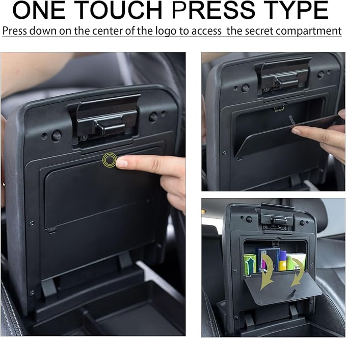 JDMCAR One-Touch Hidden Storage Box Compatible with 2024 2025 2026 Toyota Tacoma Center Console Organizer Armrest Secret Compartment