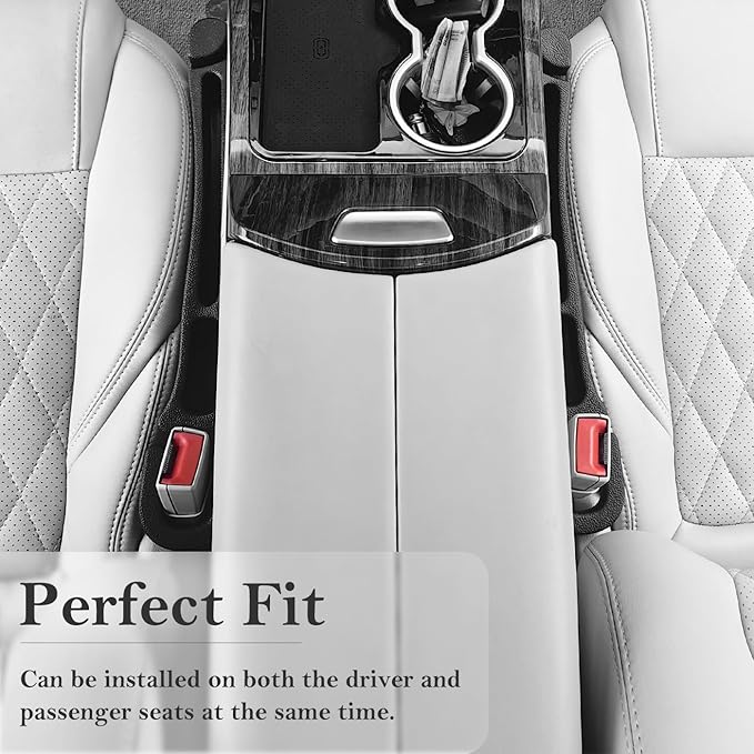 Car Seat Gap Filler 2 Pack with Organizer Hook, Car Seat Gap Plug Fills Gap Between Seat & Console Prevent Small Items & Tools from Falling Seat Side Gap Fits Cars, SUVs, Trucks & Sedans