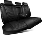 CAR PASS Bling Diamond Back Seat Covers, Nappa Leather Rear Seat Bench Cushion Waterproof Breathable Back Row Protector Unive