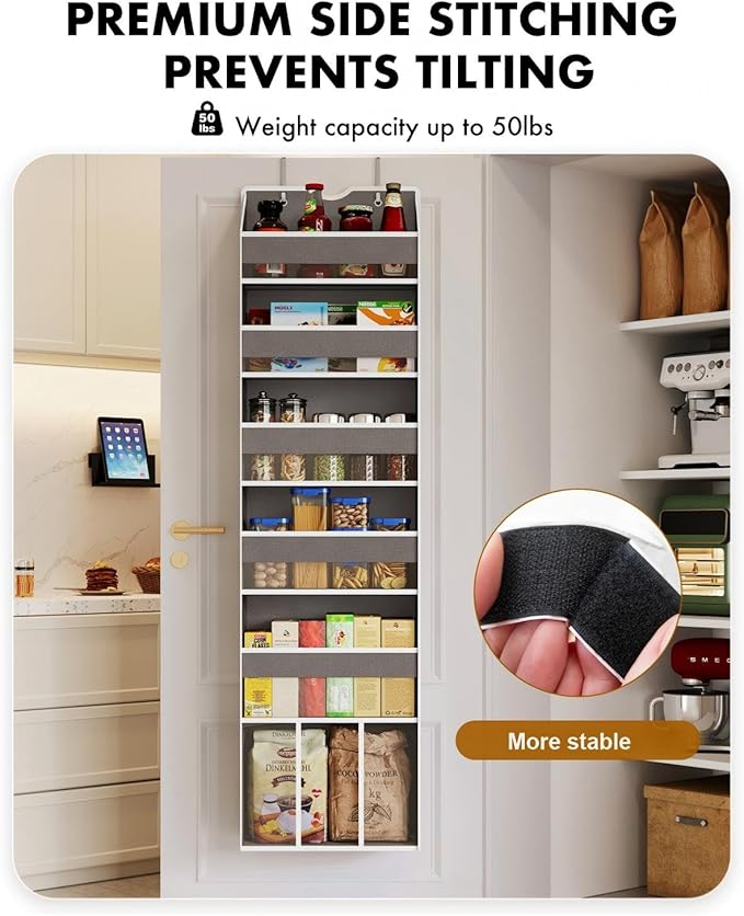 Over The Door Organizer, Hanging 6-Shelf Storage Organizer with 50lb Heavy Duty Perfect for Bathroom Closet Nursery Bedroom (