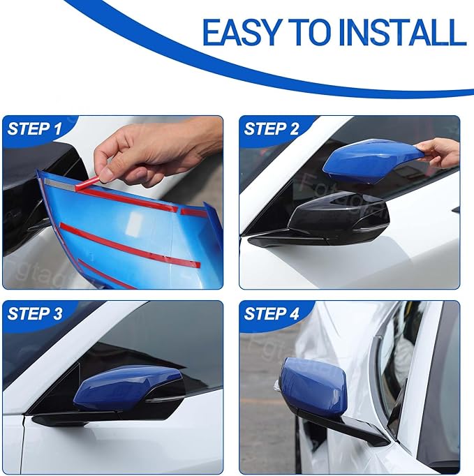 Door Rear View Mirror Cover Cap Compatible with Chevrolet Corvette C8 2020-2026, ABS Side View Mirror Cover, Auto Door Rearview Mirror Protective Trim Cap 2Pcs (Blue)