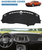 FIILINES Dash Cover for Dodge Challenger 2015-2024, Dashboard Mat Cover Challenger Accessories Sunshade Nonslip Mesh Protecto