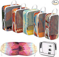 Compression Packing Cubes for Travel, 7 Set National Park Expandable Mesh Luggage Organizers, Waterproof Expandable/Compressi