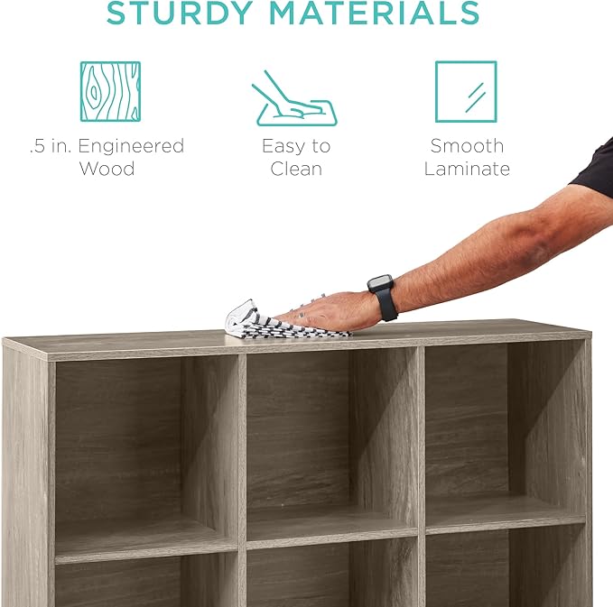 Best Choice Products 9-Cube Storage Organizer, 13.5in Shelf Opening, Bookcase, Display Shelf, Customizable w/ 3 Removable Bac