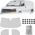 Windshield Sun Shade 3 Set for1996-2022 Express/GMC Savana, Insulated Front Seat Side Sunshade for All Seasons, Blockout UV Reflector Privacy Protection