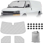 Windshield Sun Shade 3 Set for1996-2022 Express/GMC Savana, Insulated Front Seat Side Sunshade for All Seasons, Blockout UV Reflector Privacy Protection