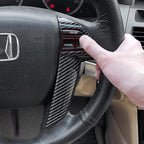 Carbon Fiber Style Steering Wheel Trim Cover Frame ABS Decal Interior Moulding AccessoriesFit for Honda Accord 2008 2009 2010 2011 2012 (Button on The Left Side)