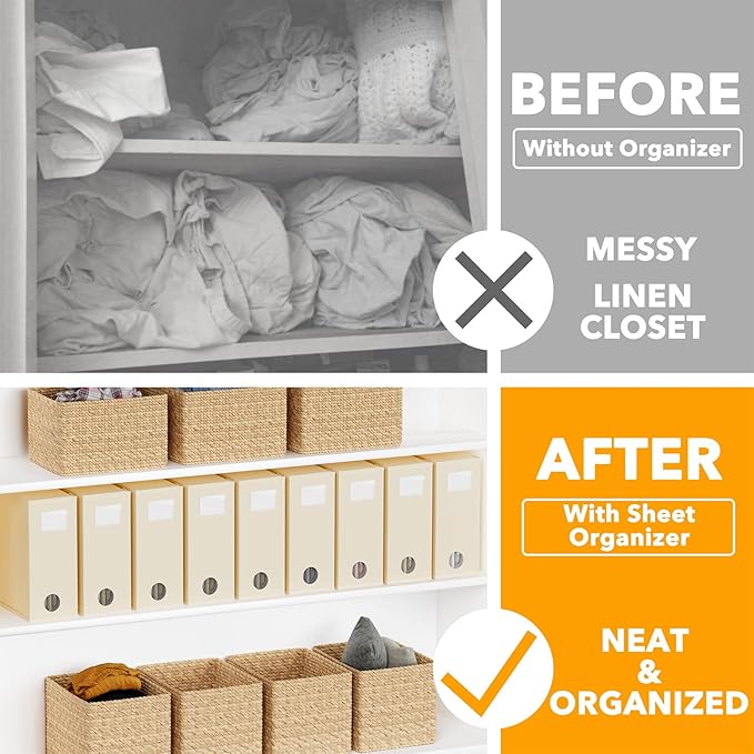 SpaceAid 9 Pack Bed Sheet Organizers and Storage, Foldable Sheet Organizer with Window for Linen Closet, Set Folder Keeper fo