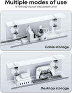 NODOCA No Drill Under Desk Cable Management Tray, 17'' Wire Management, Punch-Free Clamp on, Metal Cable Tray, Wire Organizer