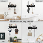 Lwenki Key Holder for Wall – Decorative Stainless Steel Key Hanger with 6 Hooks for Hats, Bags, Leashes – Mail Holder Key Rac