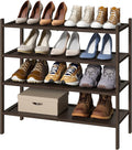 kiplant Shoe Rack for Entryway, Bamboo Wood Shoe Rack 4-Tier, Stackable Shoe Organizer for Closet, Free Standing Shoe Racks f