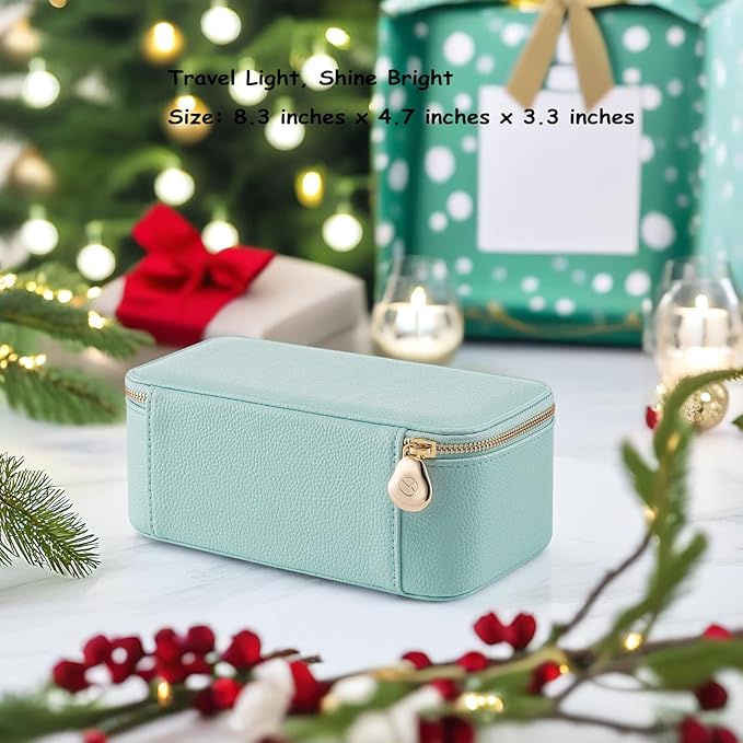 VLANDO Travel Jewelry Box Organizer – Portable PU Leather Jewelry Case with 6/8/12 Zippered Pouches, Compact Storage for Earr