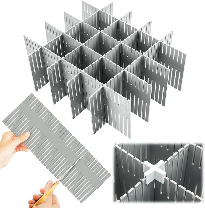 Blosssound 15 Pcs 5.12 Tall Drawer Divider Adjustable Drawer Organizer DIY Ultra Deep Storage Organizer Separator with Fixed 