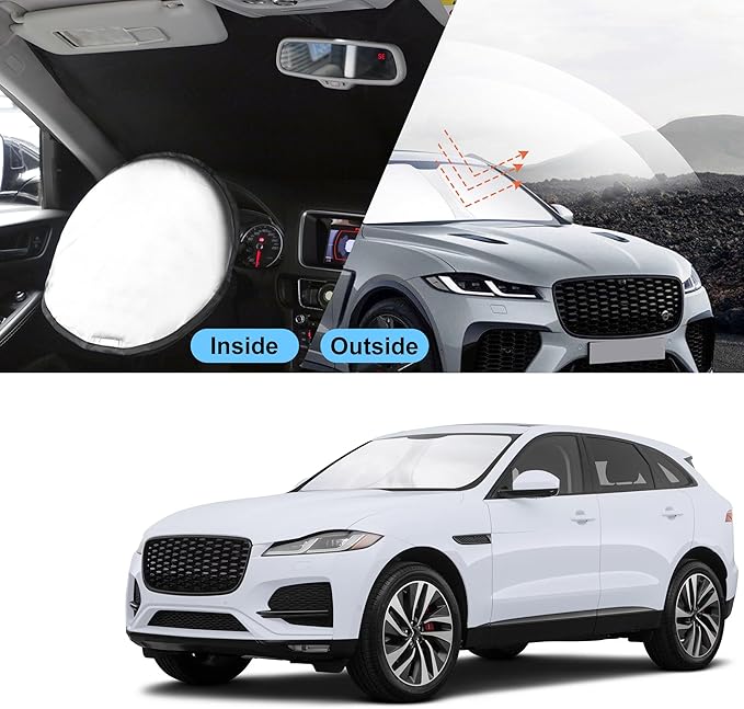 TINGLU Sun Shade for Jaguar F-Pace F Pace 2016-2025 2026 Accessories Windshield Sun Shade Window Shade UV Rays Protection Sun Visor Cover with Steering Wheel Sunshade Storage Bag