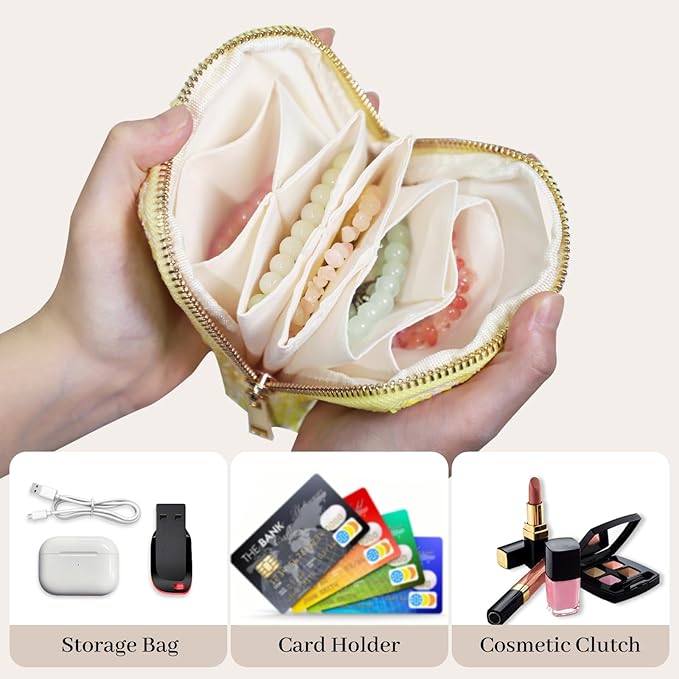 Stratalife Travel Jewelry Case - Portable Jewelry Organizer for Traveling Small Pouches for Bracelets Necklace Bangles Healin