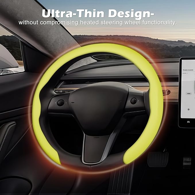 Frani Nappa Leather Steering Wheel Cover,Universal Fit 15 Inch-Premium Non-Slip Breathable Comfort Grip for Cars Trucks SUVs,Anti-Slip Durable Interior Upgrade Lemon Yellow