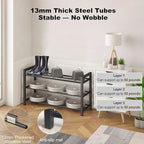 Detsuk 4-Tier Expandable Shoe Rack – Adjustable Metal Shoe Organizer for Closet, Entryway & Mudroom – Stackable, Heavy-Duty S