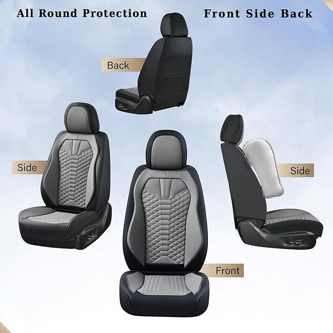 Coverado Car Seat Covers, Front Seat Cover, Waterproof Nappa Leather Seat Covers for Cars, 2 Pack Car Seat Protectors Driver 