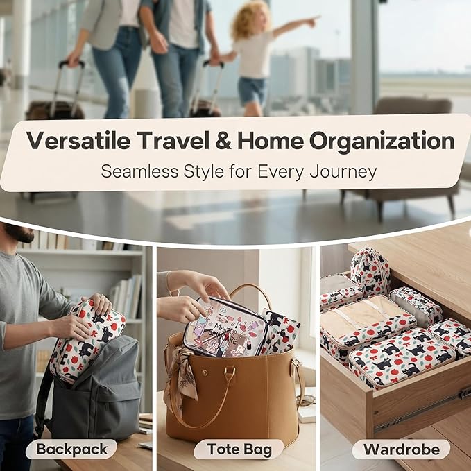 8 Set Packing Cubes for Travel with Clear Toiletry Bag, Durable Luggage Packing Organizers, Carry-On Accessories, TSA Approve