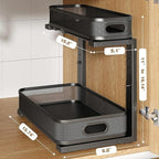 1 Pack 15.7IN-Depth Under Sink Organizer With Smooth Cylindrical Rail,2-Tier Pull Out Multi-Purpose Cabinet Storage for Bathr