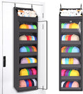 Toread 7-Layer Door-Mounted Baseball Cap Organizer, Dust-Proof Hat Rack Holds 90 Hats, Adjustable Non-Slip Hooks, Multi-Purpo
