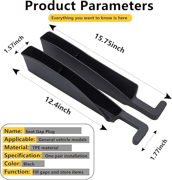 2PCS Universal Car Seat Gap Filler, Durable & Easy Install, No-Drop Seat Side Gap Seam Filler Organizer to Fill the Gap Space Between the Console and Seats, with Phone Holder for Car, SUV, Truck