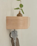 Kazai.® Key Holder 'Toke' | Minimalist Key Hook Design from Berlin | Modern Key Holder Wall Mount with Wooden Shelf | Key Rac