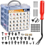 GOOACC 941Pcs Car Retainer Clips and Auto Body Fasteners Assortment-30 Most Popular Sizes Nylon Bumper Fender Rivets with 10 