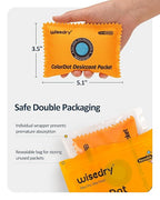 wisedry 100g Rechargeable Color-Indicating Desiccant Packs for Storage, Reusable Silica Gel Desiccant Packets, Moisture