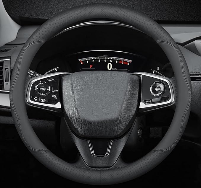 Car Steering Wheel Cover Compatible with Honda Odyssey 2025 2024 2000-2023 Year, Breathable Premium Leather, Anti-Slip Design, B-Style