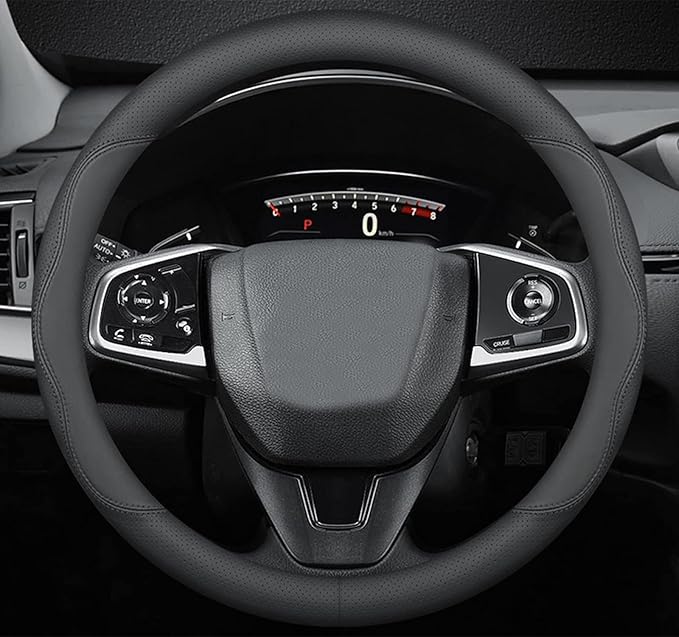 Car Steering Wheel Cover Compatible with Ford Transit-250 (2015-2023), Breathable Premium Leather, Anti-Slip Design, B-Style