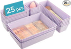 Vtopmart 25 PCS Plastic Drawer Organizers Set, 4-Size Versatile Bathroom and Vanity Drawer Organizer Trays, Storage Bins for 