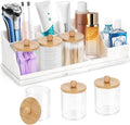 Bathroom Counter Organizer, White Silicone Toothbrush Holders for Bathrooms Organizer Countertop with 3PCS Qtip Holder, Tooth