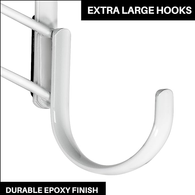 LYNK Professional® Home™ Over Door Hooks Rack - 14 Hook Over Door Hanger - Over Door Towel Rack - Hanging Towels or Clothes -