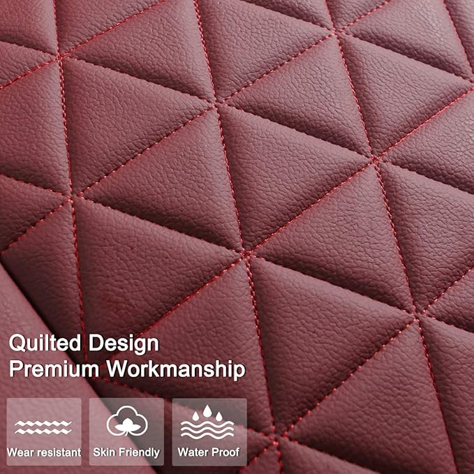Black Panther Luxury PU Leather Rear Car Seat Cover Adjustable Length (49-55'') Back Seat Protector Fits 90% Vehicles (Sedan 