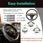 PINCTROT Large Size Bling Comfy Steering Wheel Cover with Jumbo Crystal Rhinestones, Anti-Slip Diamond Leather, 15.5-15.75 Inch (Black)