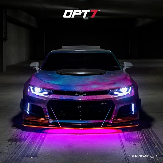 OPT7 Aura Aluminum Car Underglow Lights with Remote Control, Exterior Neon Accent Under Glow Kit for Cars, Waterproof Rigid Light Bars, 12V RGB Multicolor LED Strip, Easter Decorations