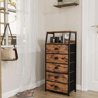 Furnulem Tall 5 Drawers Dresser, Vertical Storage Tower Fabric Dresser for Bedroom, Hallway, Entryway, Nursery, Closet Organi